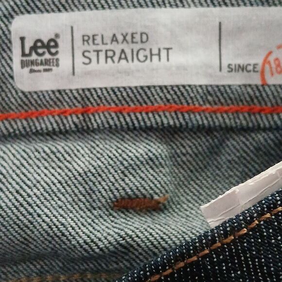 Lee Dungarees Relaxed Straight Sure to Fit Adjustable Waistband Dark Wash SZ 18 - Picture 8 of 8